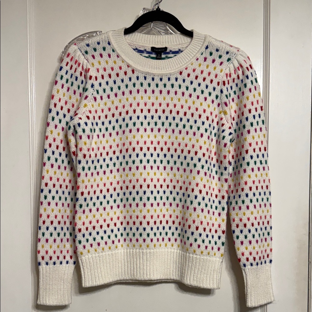 Talbots Multicolor Patterned Crew Neck Sweater